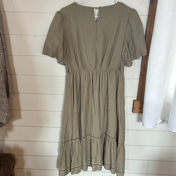 Modest Olive Midi Dress for Women - Picture 2 of 6